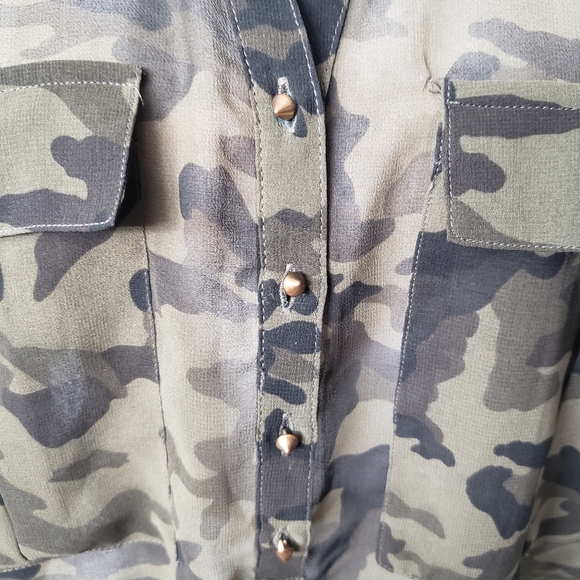 Zara basic camo sheer shirt sz. S - Picture 4 of 6